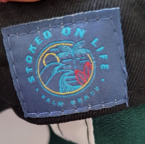 NWT Pukka "Stoked On Life Palm Beach" Mens/Womens Emerald Green Cordoroy Hat - Picture 6 of 6